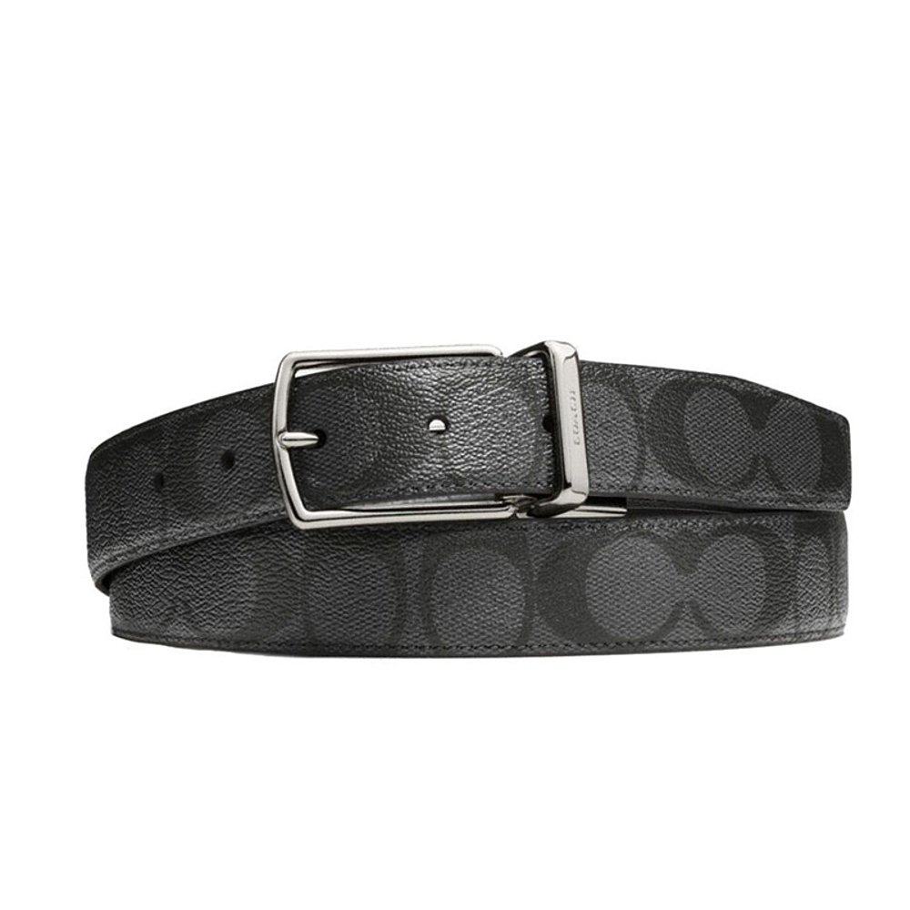 香港直邮coach蔻驰黑灰灰色pvc男士腰带日常腰带