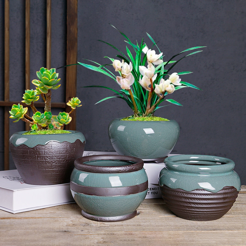 粗陶高家用蝴蝶兰盆景家用大号花盆老桩法师植物花盆