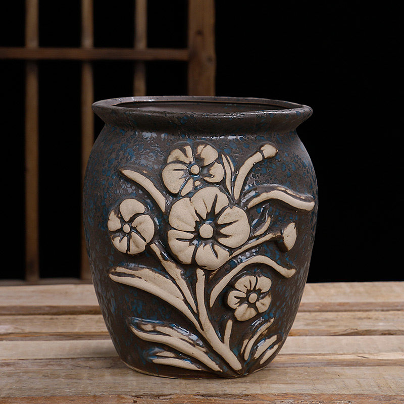 花盆粗陶大口径陶瓷紫砂简约多肉植物老桩盆绿萝花盆