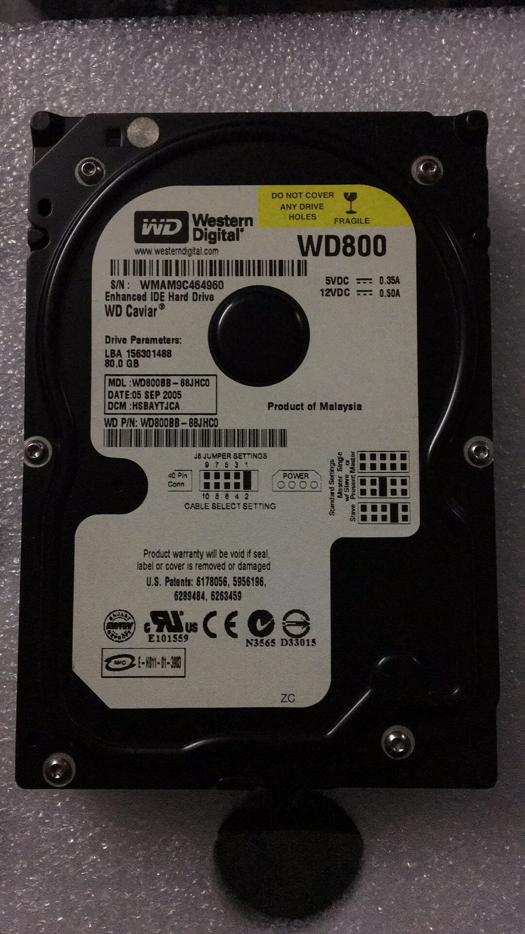 wd800bb西数80g并口硬盘单碟静音ide台式机一年机械硬盘