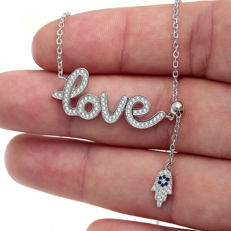 字母项链love纯银锁骨吊坠轻奢饰品小众情人节项链