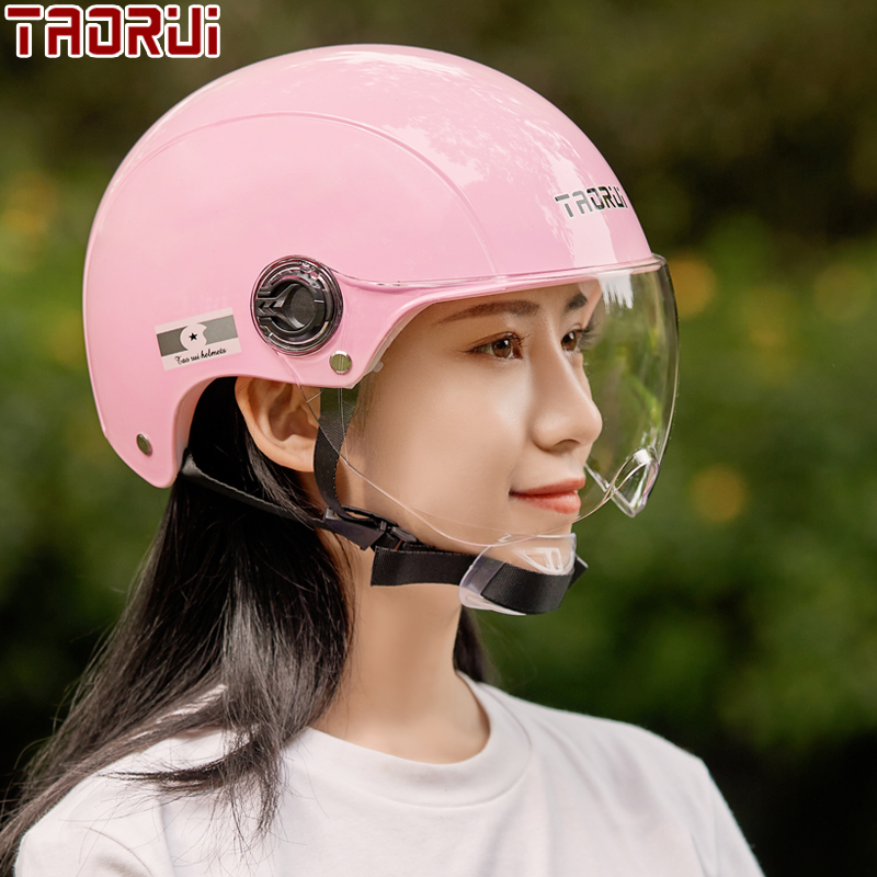 韬瑞夏季电瓶电动车头盔轻便式半灰女四季可爱安全电动车头盔