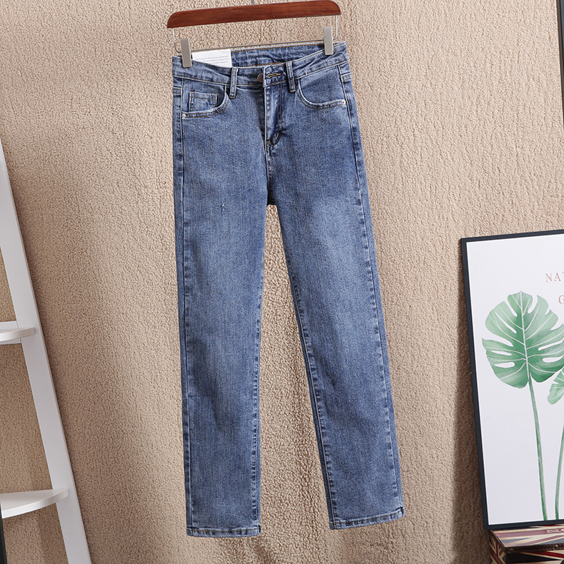 牛仔直桶女高腰显瘦2022年春夏新品宽松百搭个性九分小阔脚弹力裤