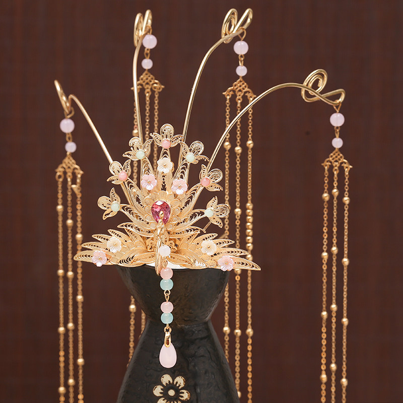 头饰古风汉服头冠女魏晋风发发饰流苏百搭新娘发饰