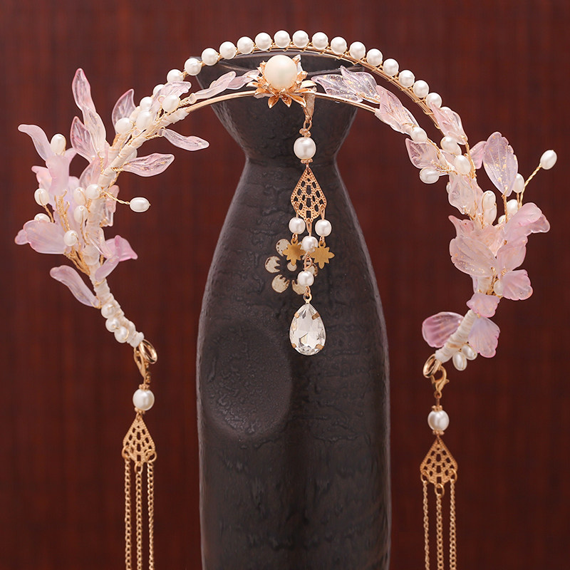 仙气汉服头饰套装懒人发箍流苏步摇古风圣母发饰