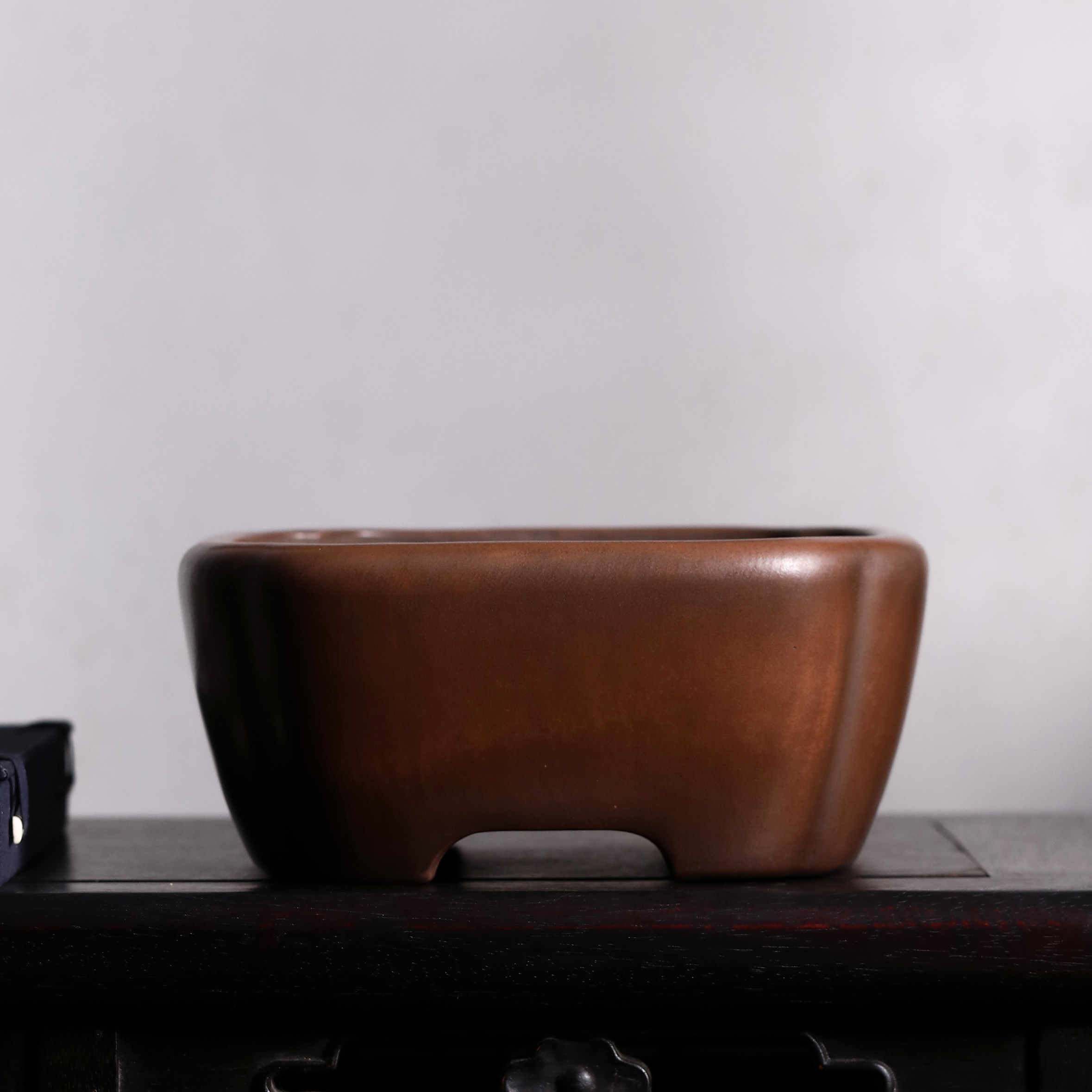 紫砂花盆朱水明盆艺四方户外庭院树桩陶瓷盆景花盆