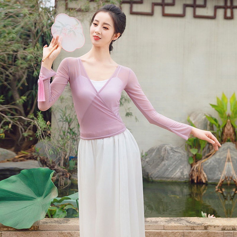 古旗古典练功服女成人身韵服舞蹈服装纱衣民族舞古典舞服