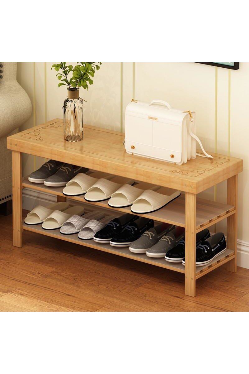 玄关竹子鞋柜带换鞋凳门口穿鞋椅子木制小型鞋架