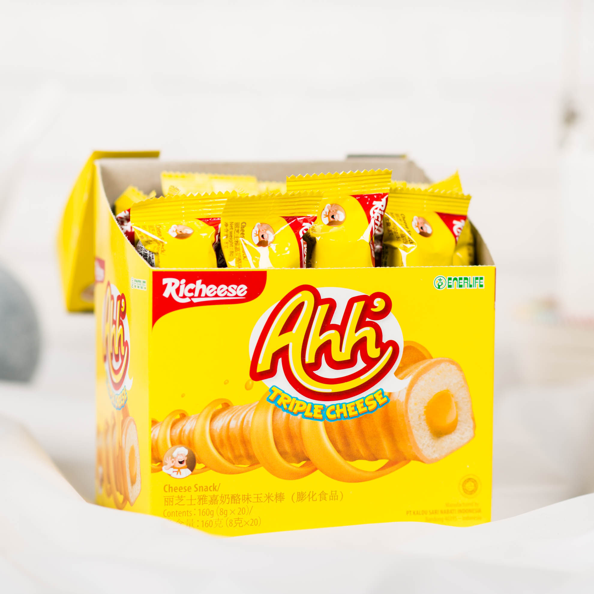 印尼richeese丽芝士雅嘉奶酪味玉米棒160g进口零食膨化食品芝士棒
