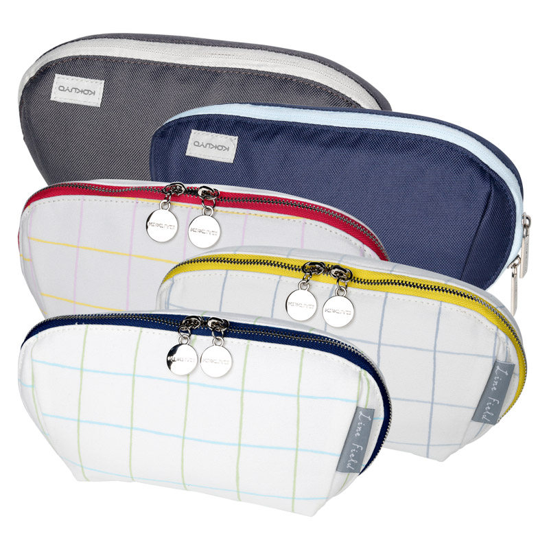 笔袋kokuyo国誉格子印象大容量简约女学生初高中大学收纳包笔袋