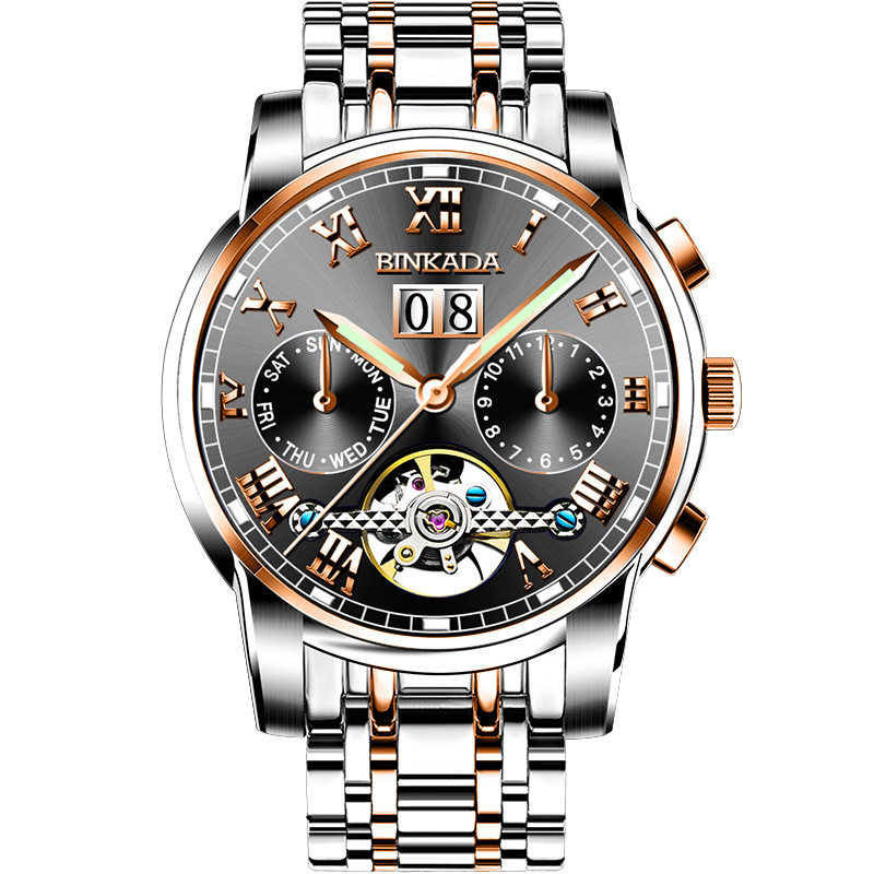 宾卡达7062瑞士男士全自动镂空机械表防水陀飞轮十大名牌氚气腕表