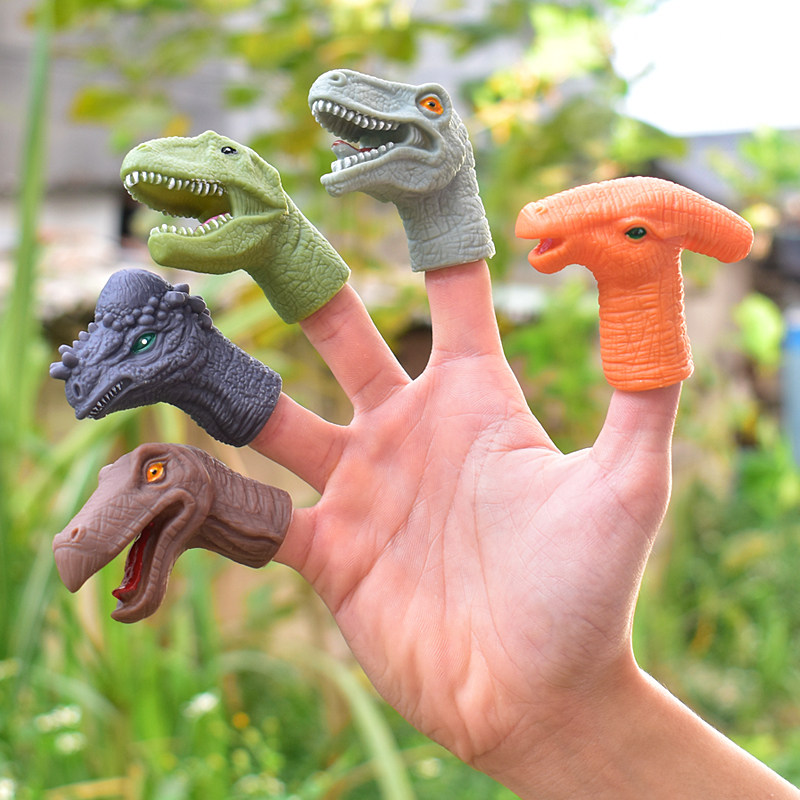 恐龙手指玩偶三角霸王龙玩具仿真动物塑胶软手手偶