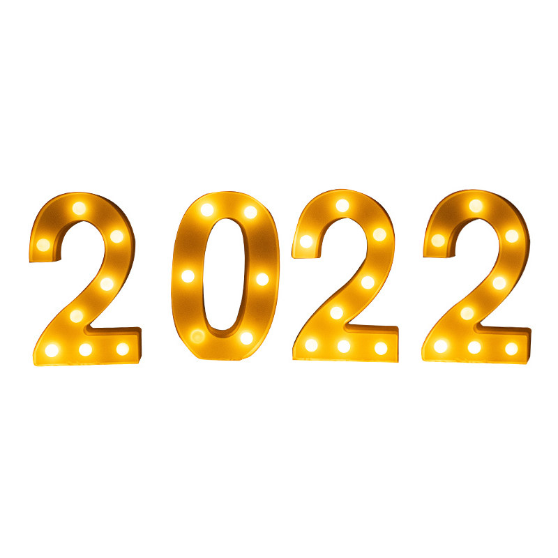 new旦year场景布置元饰创意happy生日快乐2022发光数字led灯装