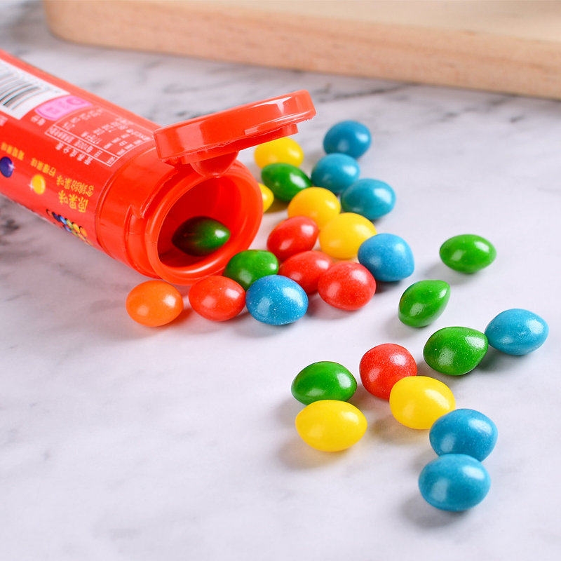 小卖部魔力彩豆果汁软糖彩虹豆七彩糖果罐装水果糖儿童小零食