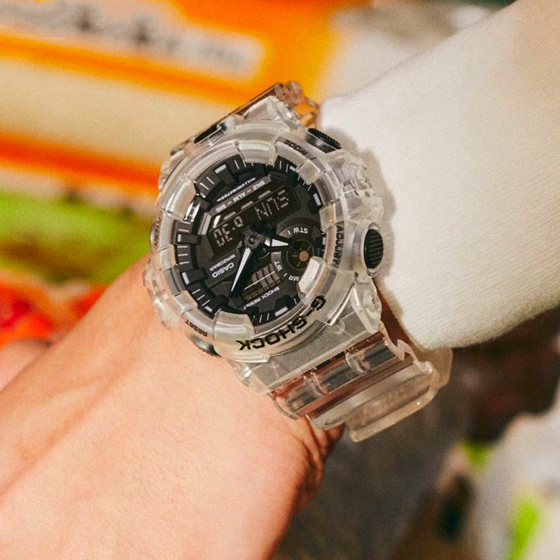 正品casiog-shock卡西欧手表ga700sk冰刃系列骨骼半透明日韩腕表