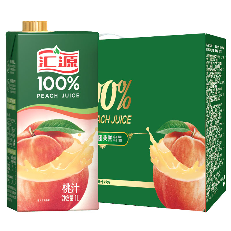 果汁现货汇源纯果桃汁1l6盒果汁饮料饮品送礼纯果蔬汁