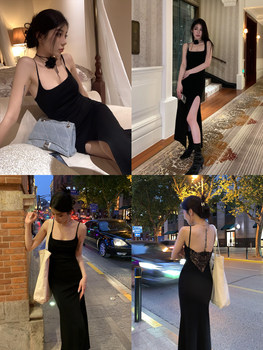 Chenmifan Square Neck Waist Dress Suspender Skirt ແມ່ຍິງ Summer Spliced ​​​​Slim Slit Fishtail Knitted Skirt