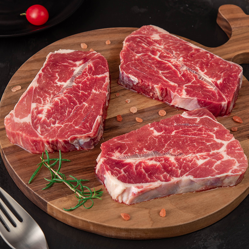 澳洲进口原切m3雪花板腱牛排整切谷饲新鲜牛排