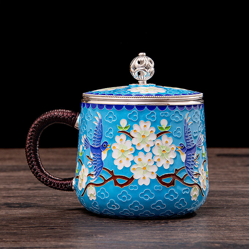 景泰蓝掐丝珐琅彩纯手工纯银茶缸杯银茶杯杯水茶杯