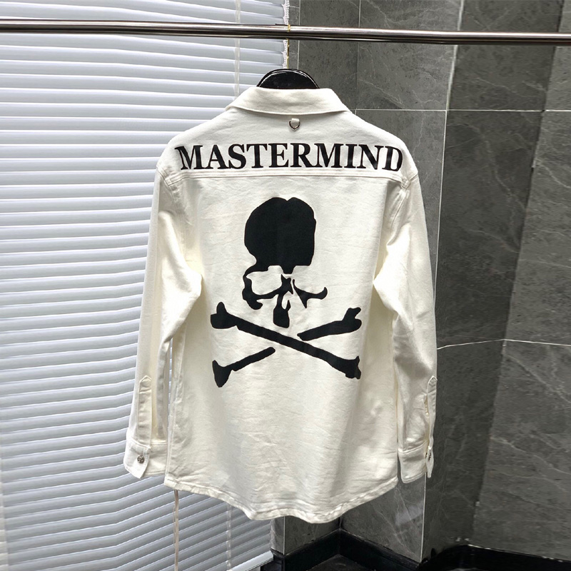 秋冬款高街潮牌mmj骷髅男士单宁牛仔衫开衫夹克宽松牛仔外套衬衣