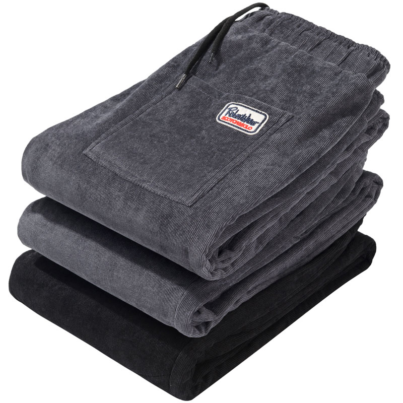 秋冬男士休闲裤小脚束脚运动大码哈伦裤潮流宽松百搭灯芯绒长裤