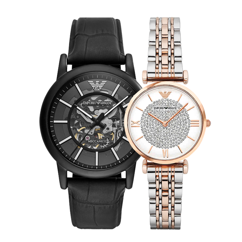 阿玛尼情侣满天星女表镂空机械ar1926ar60008欧美腕表