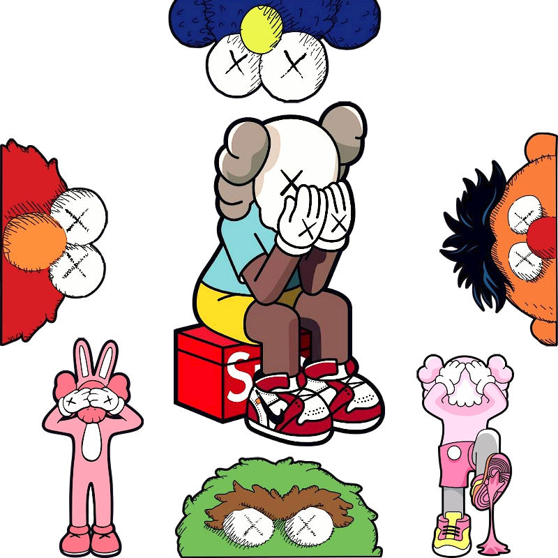 kaws芝麻街汽车车身贴纸装饰前后后门大面积划痕汽车装饰贴