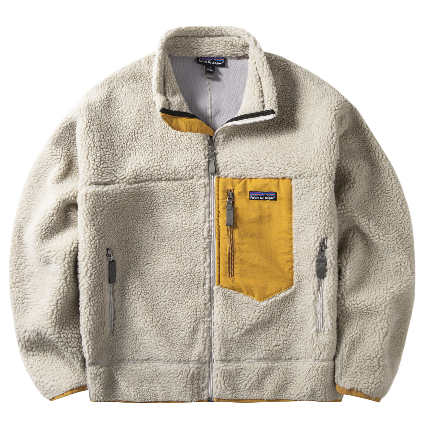 INS Retro-X山系户外春新款拼色休闲国潮羊羔毛抓绒夹克男装外套