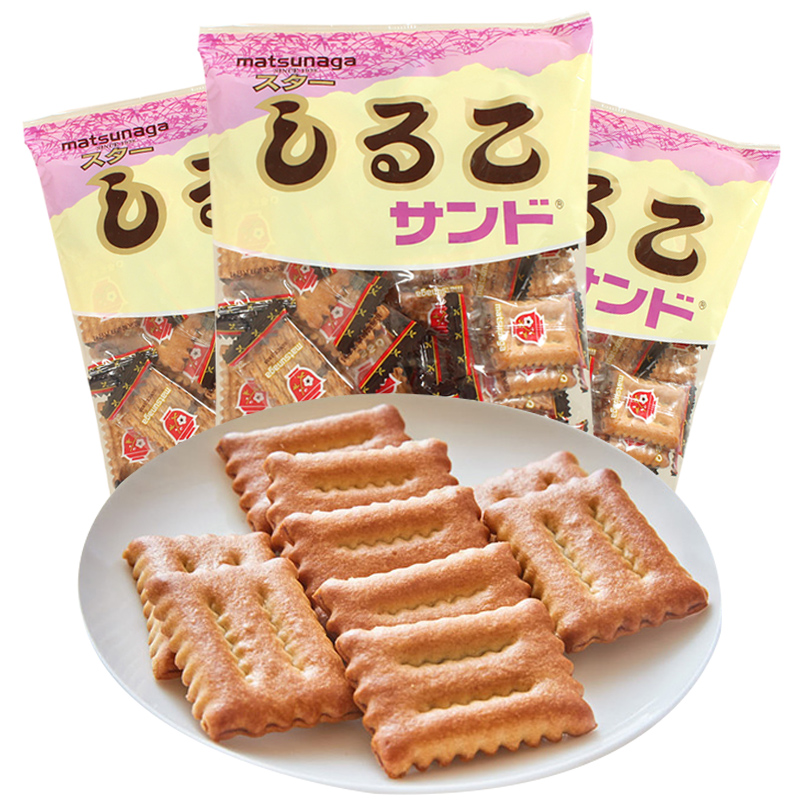 日本进口松永饼干北海道红豆小麦夹心105g3袋夹心饼干