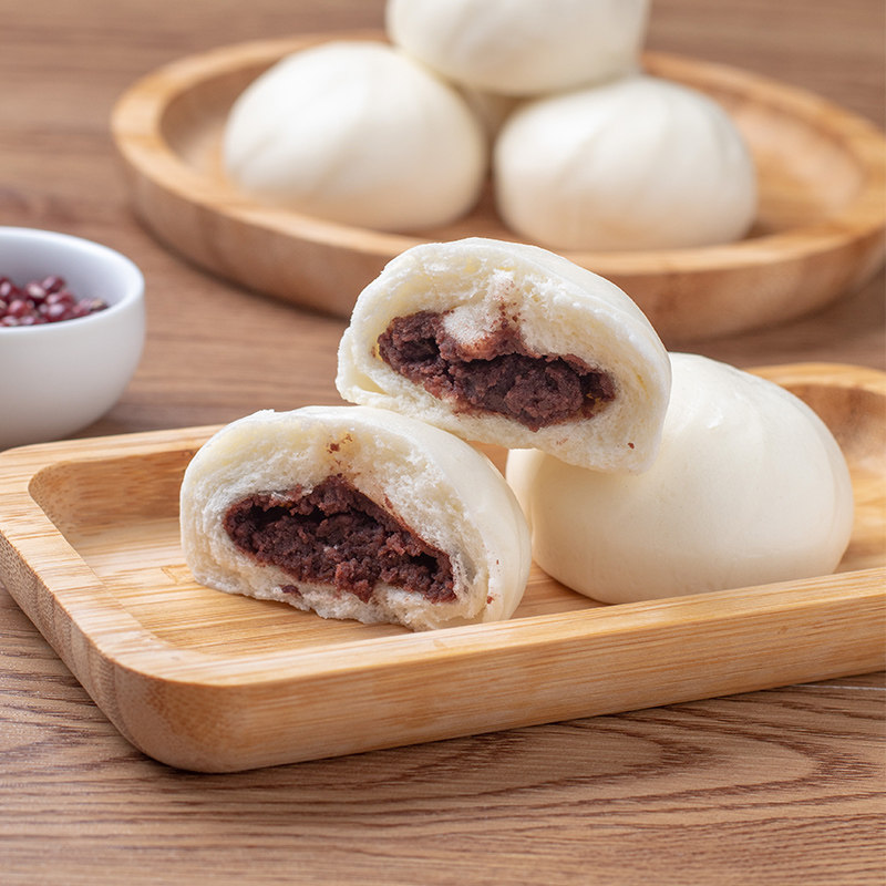 包子安井豆沙沙包24个早餐点心面点红豆豆包包点