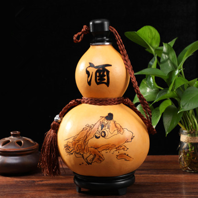 胥酒葫芦防渗蜂蜡装酒摆件防漏挂件仿古装水壶定制大号酒壶随身