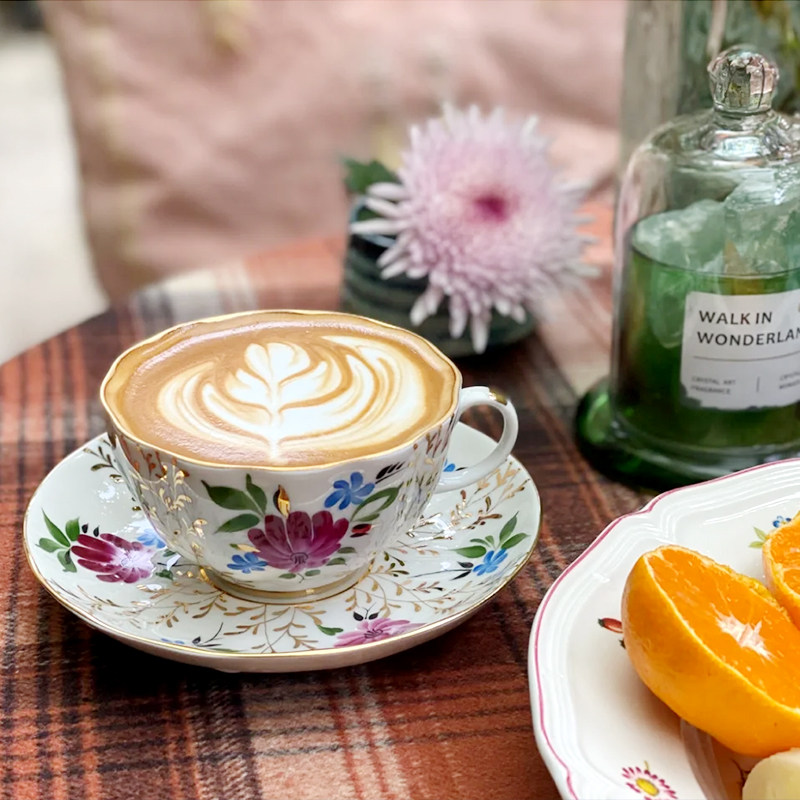 lomonosov俄皇瓷器草之祝愿咖啡杯碟单壶下午下午茶茶杯咖啡杯