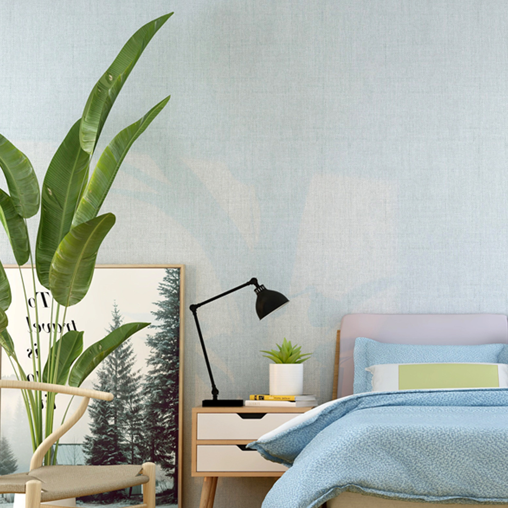 可米爱家现代简约无缝亚麻素色墙布背景墙北欧纯色无缝墙布