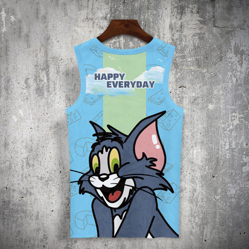 汤姆杰瑞无袖背心roora情侣夏装猫和老鼠坎肩小众背心