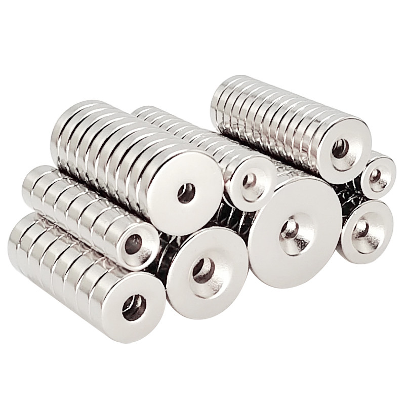 ype超强磁石钕铁硼带孔吸铁石打捞沉头孔圆形磁铁吸铁石