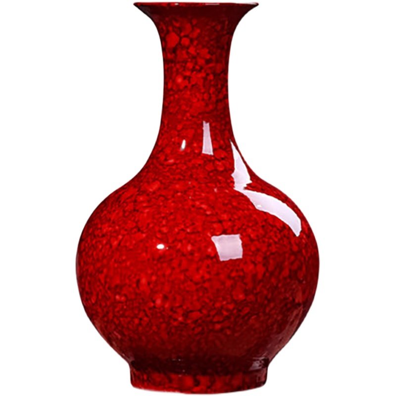 好雅美制景德镇陶瓷经典中国红釉花瓶插花中式客厅花瓶