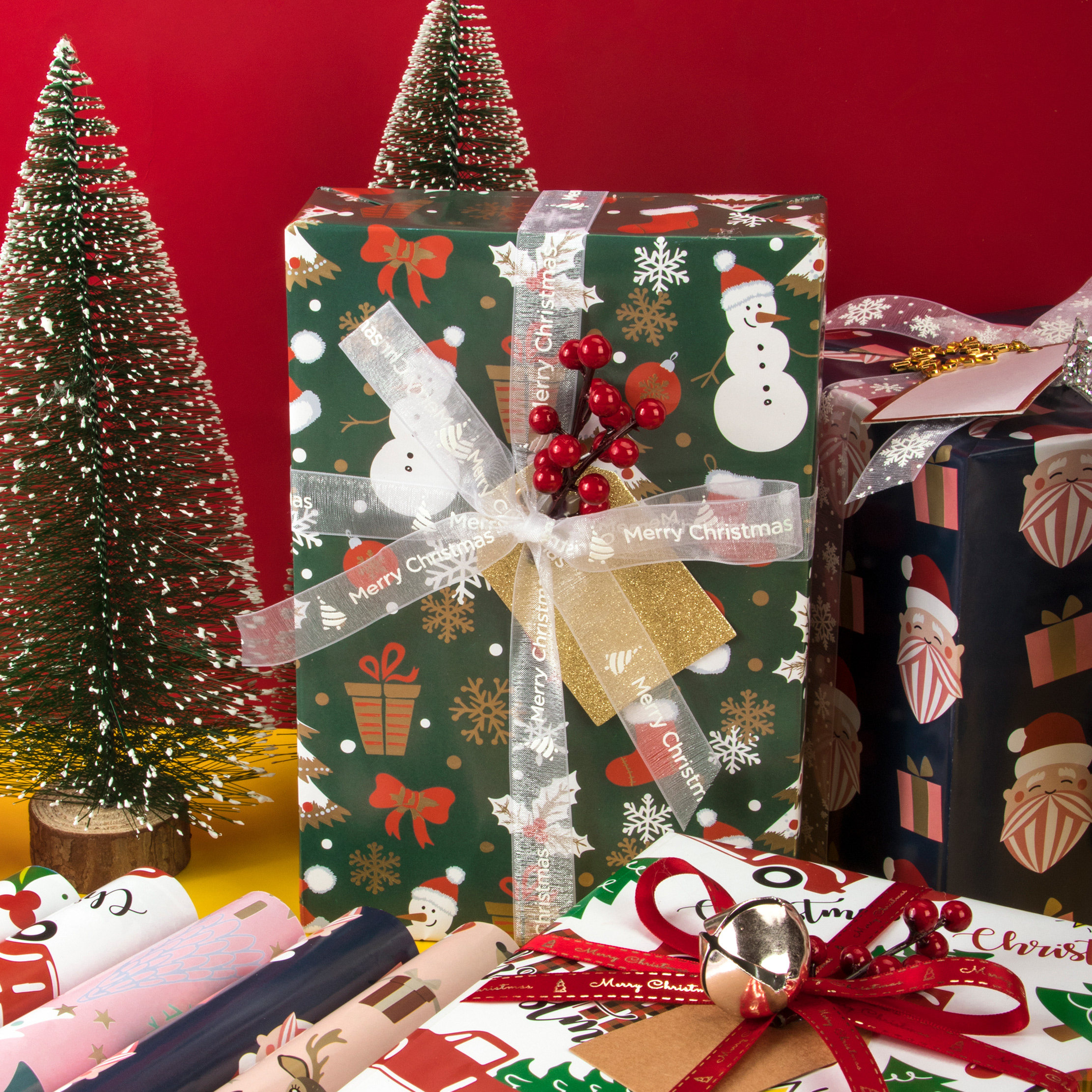 礼物包装纸原创包纸包礼物创意背景装饰圣诞简约包装纸