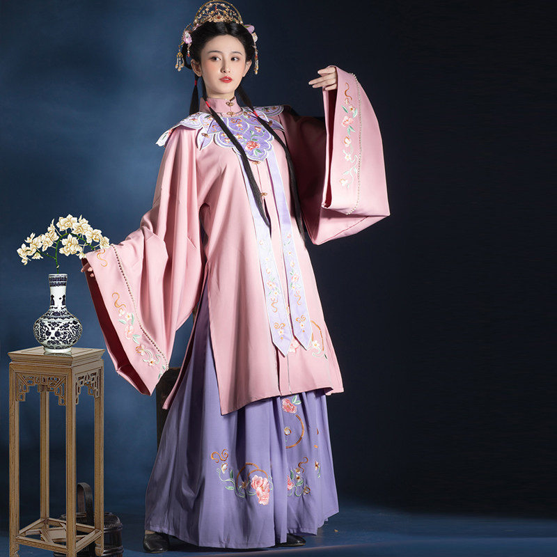 紫烟原创汉服 【疏月】立领明制对襟长袄绣花云肩花嫁汉服女春秋