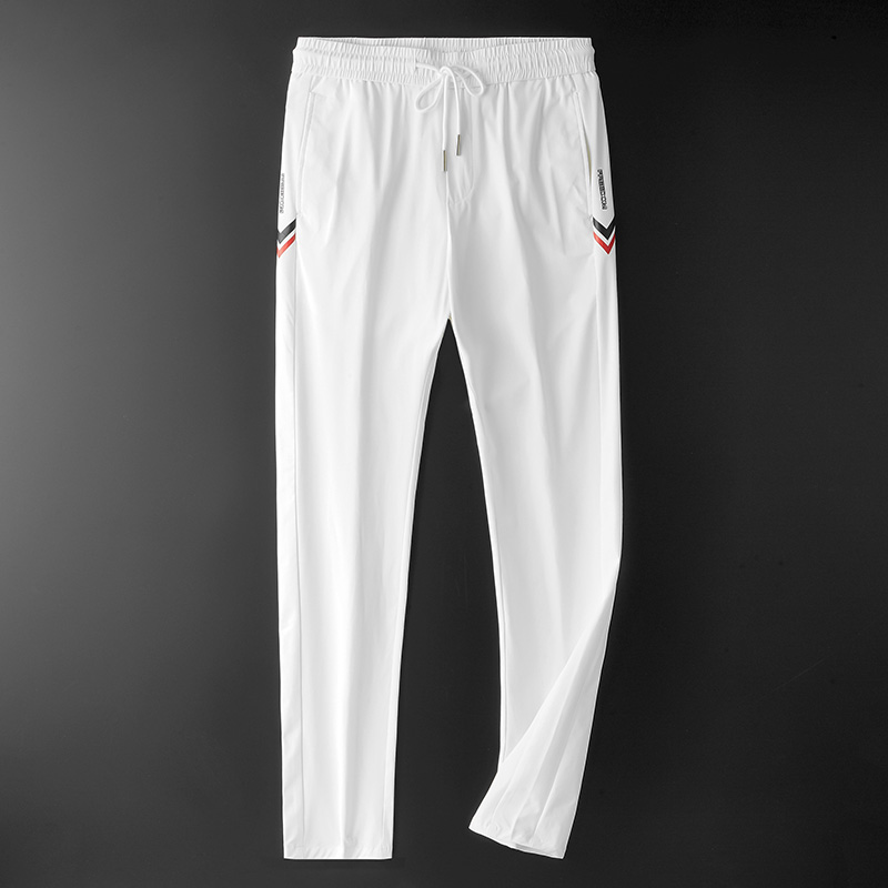 轻奢弹力冰丝休闲裤男夏季薄款运动裤男士松紧腰裤子白色速干男裤