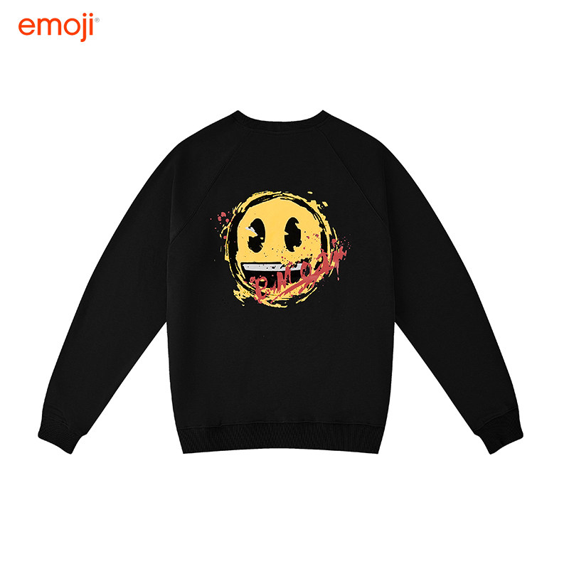 宽松emoji2022年春潮牌纯棉笑脸卫衣男女圆领休闲卫衣