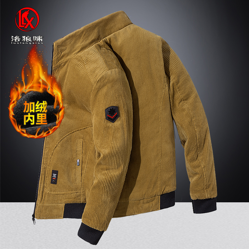 棉衣男冬季保暖外套新款灯芯绒加绒加厚休闲毛领大码纯棉爆款棉衣