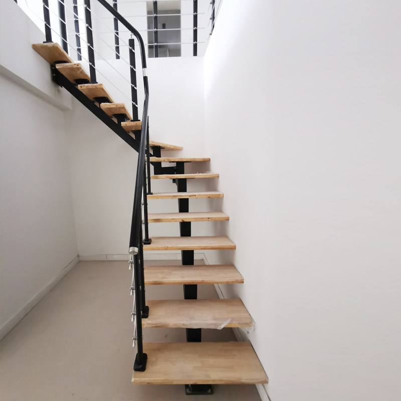 楼梯定制旋转室内阁楼复式楼二楼直梯钢木家用整体楼梯