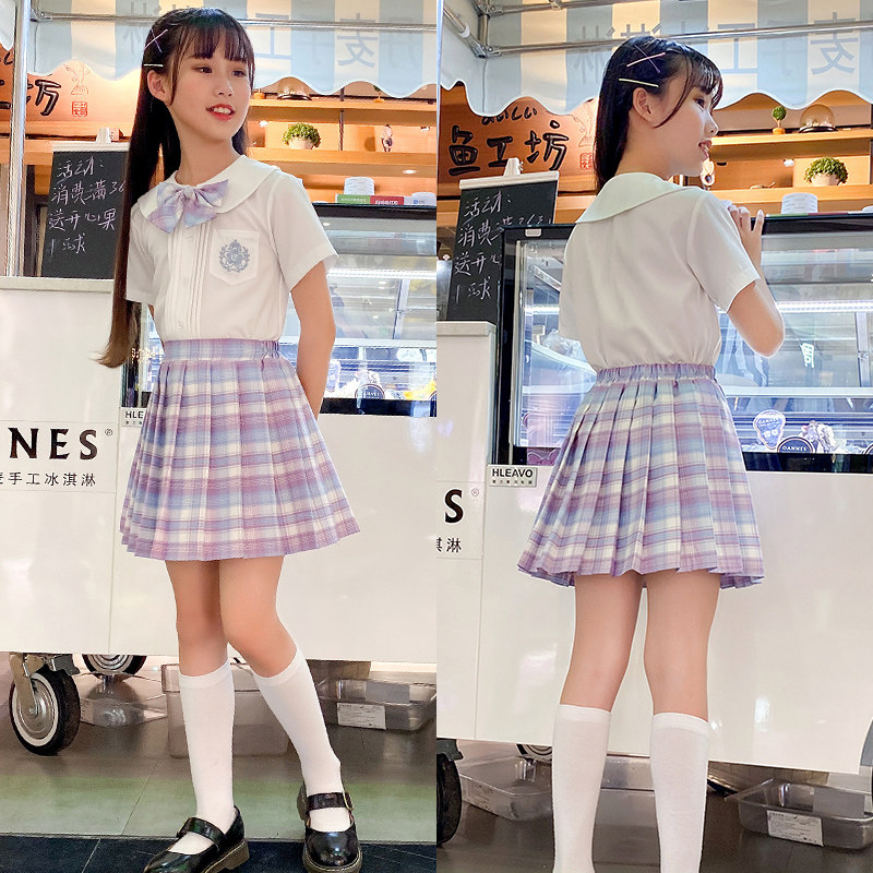 女童套装12岁春夏gk裙子制服jk格子学院学生校服