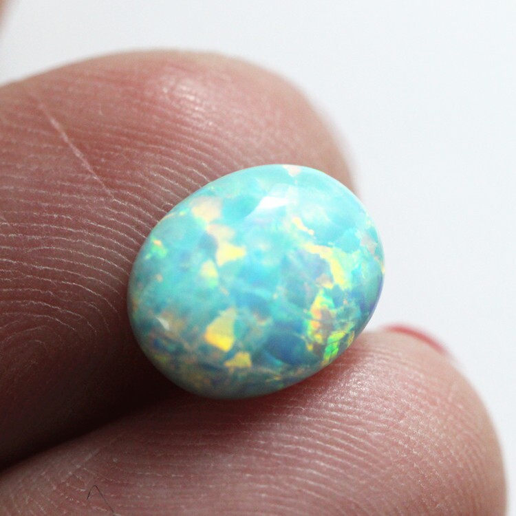 戒指绿色欧泊石戒指戒面裸石椭圆形蛋面8x10mm可代珠宝奇石