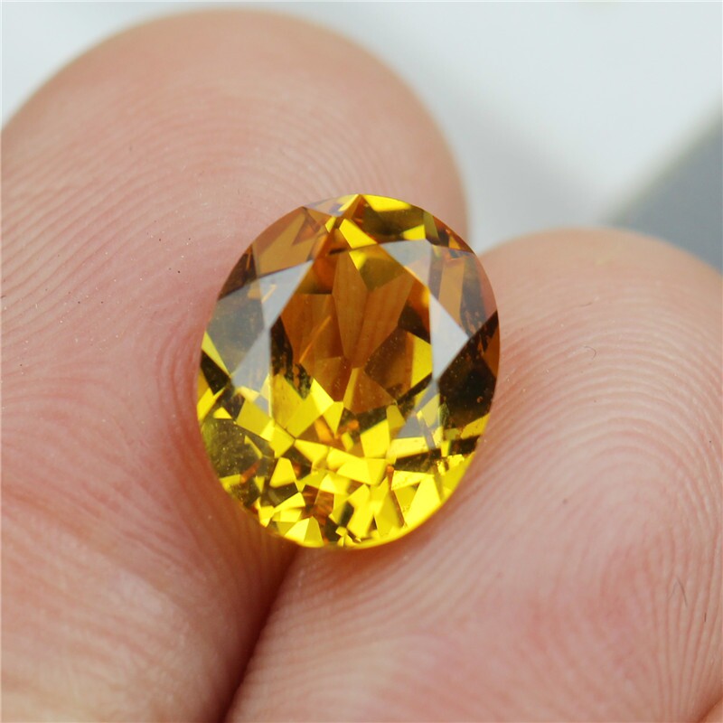 彩宝戒指通用界面裸石宝石8x10mm蛋形黄刚玉黄宝石珠宝奇石