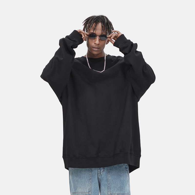 BTW 卫衣男秋冬圆领百搭潮牌衣服嘻哈外套纯色宽松纯棉上衣打底衫