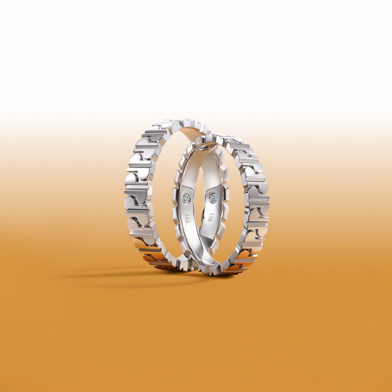 新品周生生promessapromise字母18k白色黄金钻石戒指手饰