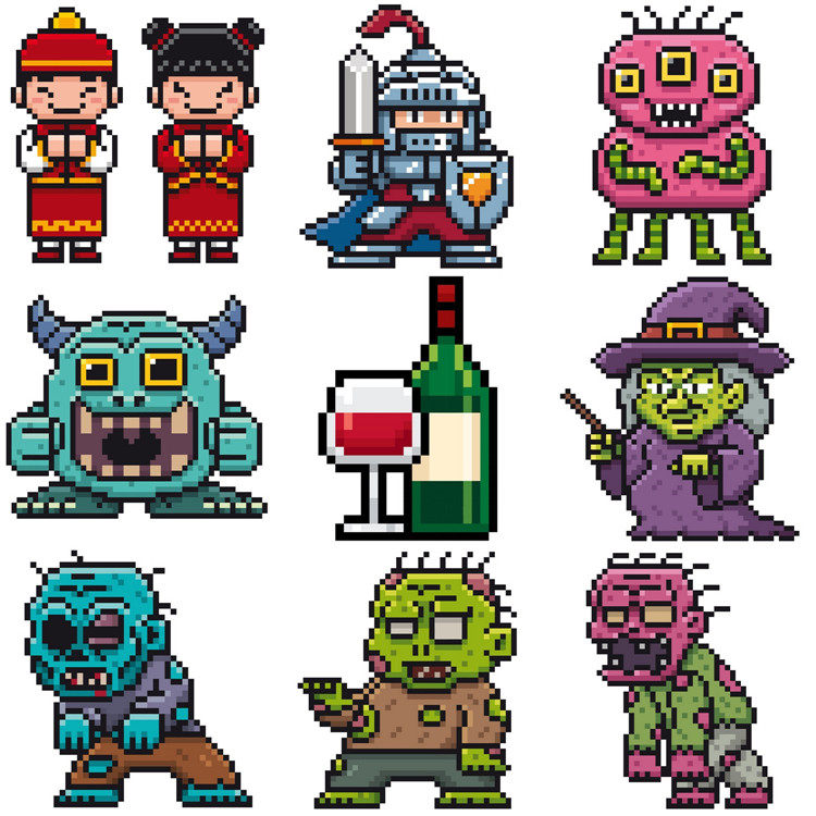 v015像素角色道具游戏动画西游记怪兽人物图片素材eps设计素材源文件