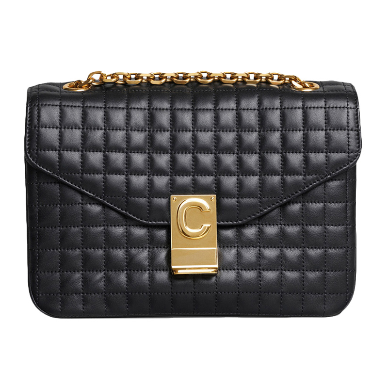 celine思林女士中号绗缝小牛皮c扣单肩包链条女包