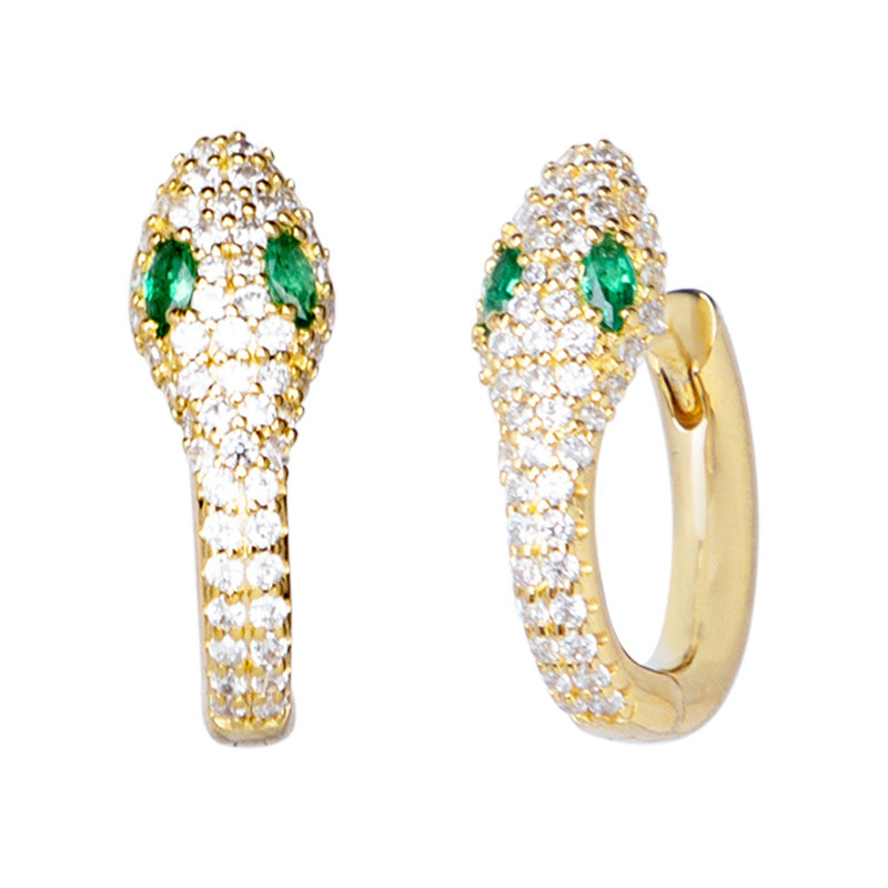 apmmonaco金黄色晶钻蛇形耳环ae10184xgy耳环